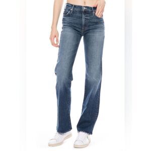 MOTHER high-rise, straight leg kick it jean in Tell it to the Pope Size 28